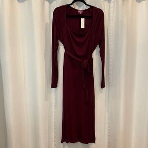 Francesca's Collections Burgundy Cowl Neck Sheath Dress XL - NWT